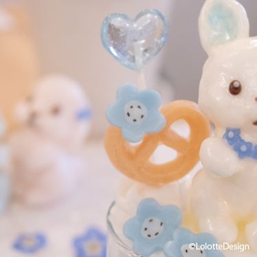 ネモフィララビットパフェキャンドルのプレッツェル部分のアップ