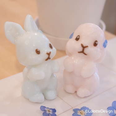 ネモフィララビットパフェキャンドルのうさぎのアレンジ